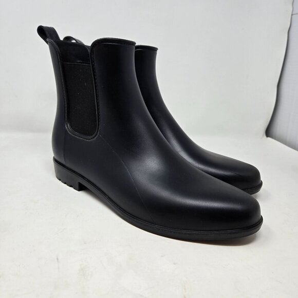 a new day Black Chelsea Ankle Rain Boots Size 11 With Elastic Gussets & Pull Tab - Picture 4 of 10